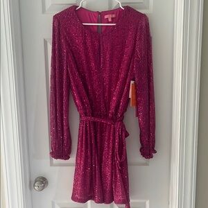 Elegant Long Sleeve Pink Dress